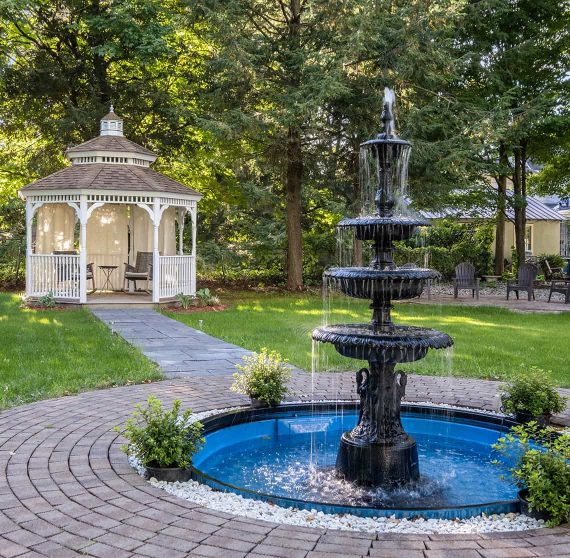 Fountain with gazebo in background - Perfect Grounds for an Intimate Michigan Event
